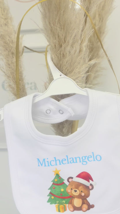 Bavaglino Natalizio - Tema animaletti personalizzato con nome