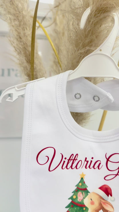 Bavaglino Natalizio - Tema animaletti personalizzato con nome
