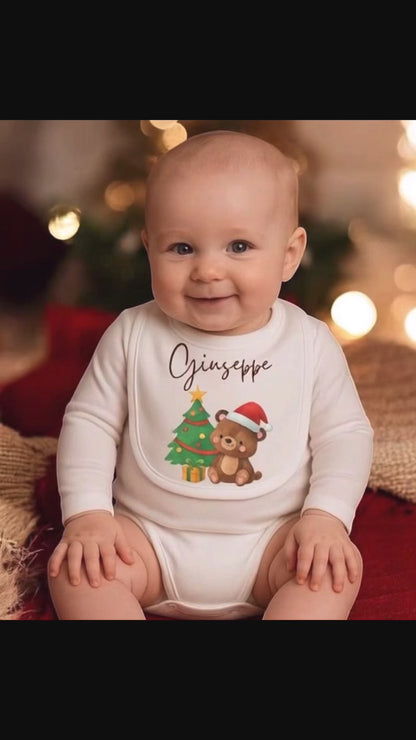 Bavaglino Natalizio - Tema animaletti personalizzato con nome